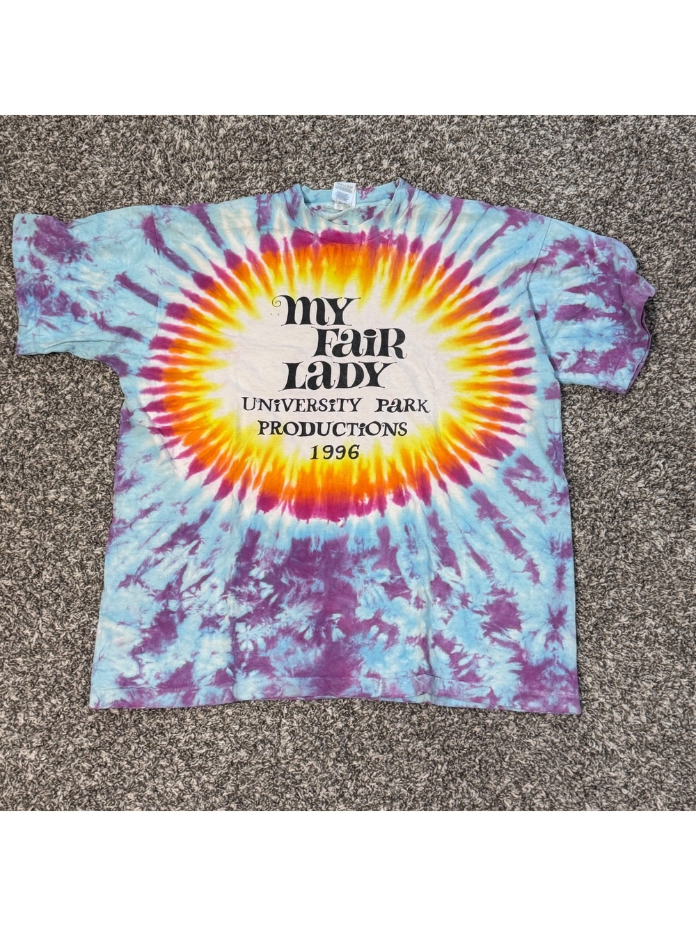 Vintage 1996 My Fair Lady Tie Dye T Shirt XL University Park Theater USA